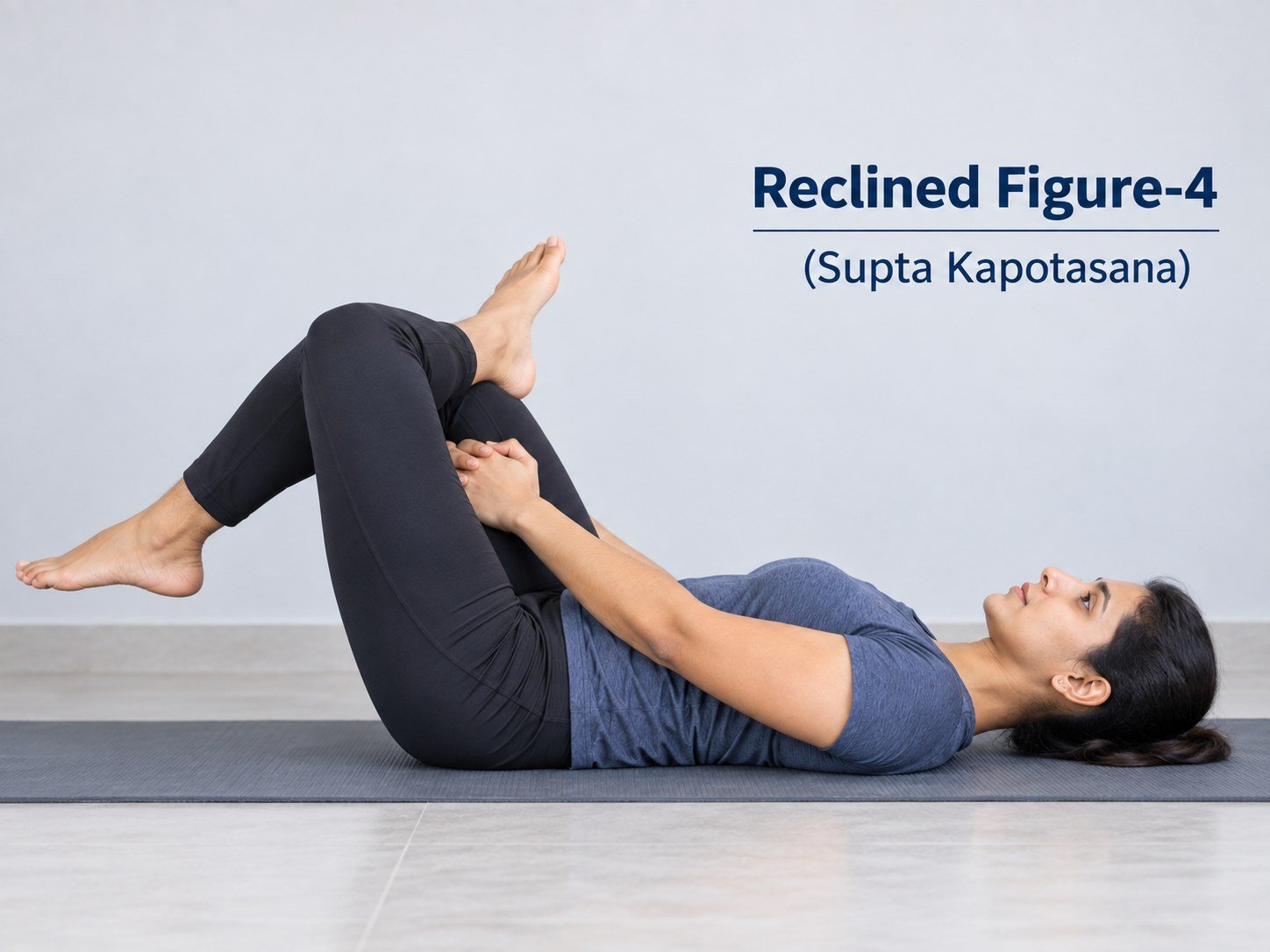 Reclined Figure-4 hip stretch demonstration