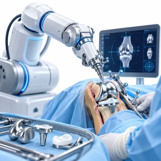 Robotic-assisted knee replacement surgery with AI-guided precision arm - Dr. Sumit Dubewar Secunderabad